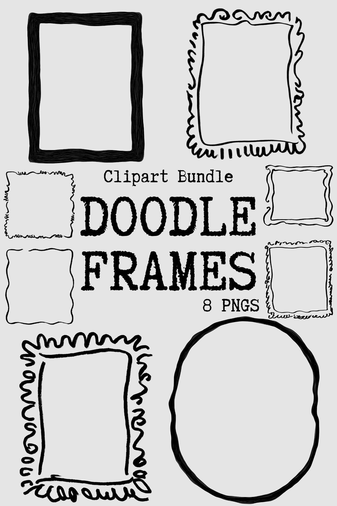 Doodle Frames, Whimsical Handdrawn Scribbles