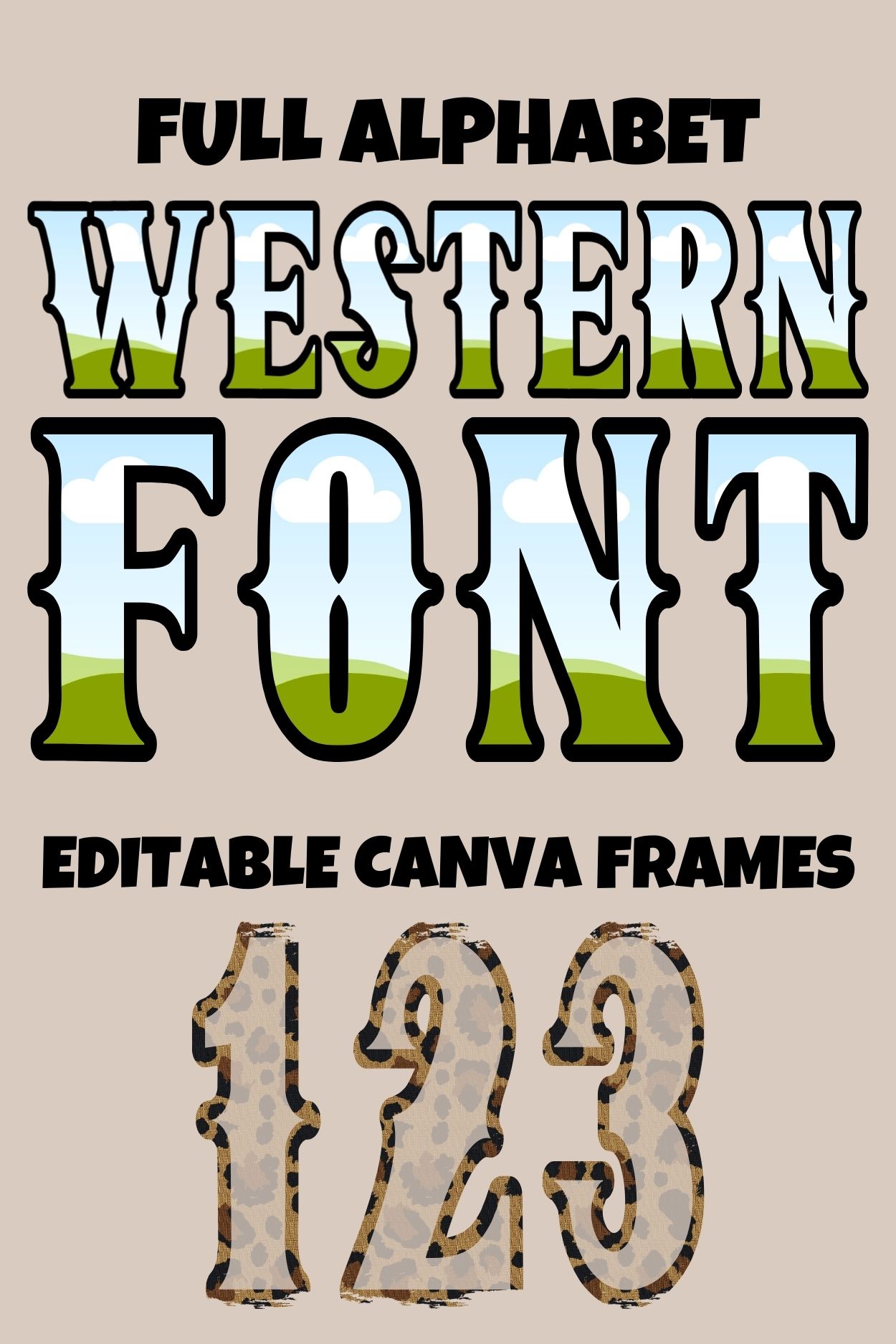 Cowgirl Canva Frame Letters, Western Girly Font Canva Template, Trendy Howdy Wall Art Font Canva Alphabet