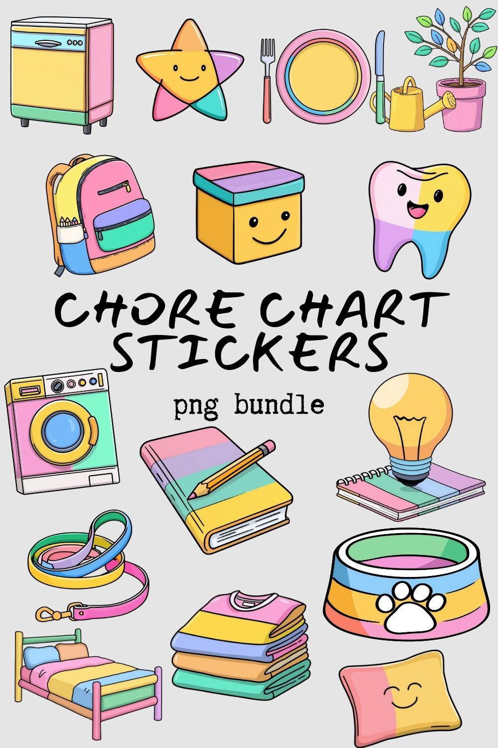 Chore Chart Sticker Bundle, Kids Learning png