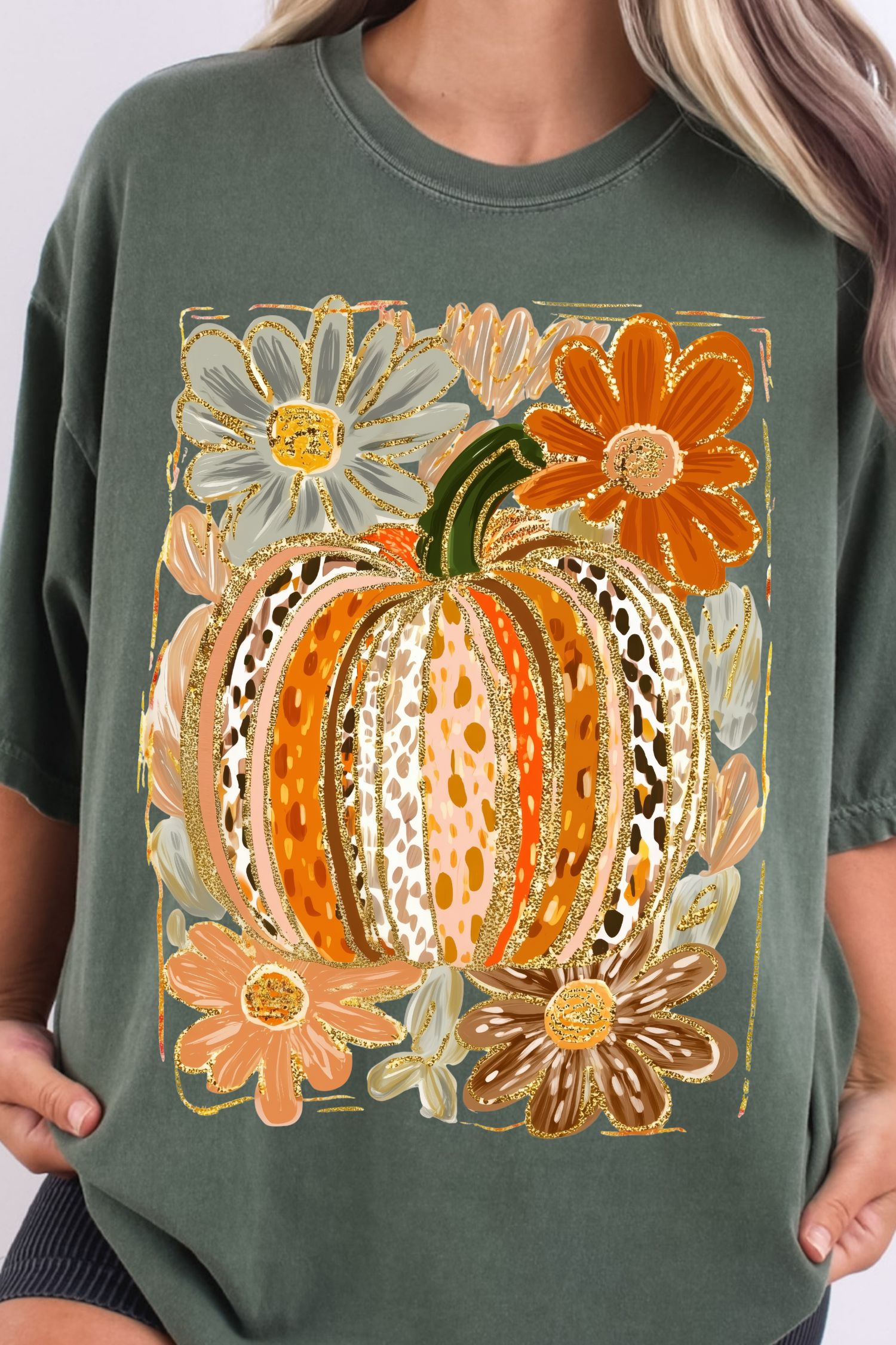 Boho Glitter Pumpkin PNG | Fall Shirt Sublimation Design | Dalmatian Print Autumn Pumpkin Clipart | Preppy Fall POD png