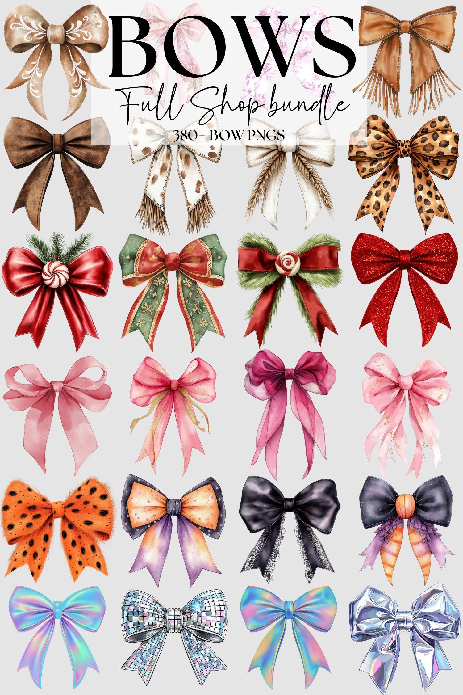 Mega Bow Clipart Bundle: Glitter, Chinoiserie, Coquette + More (394+ PNG Files)