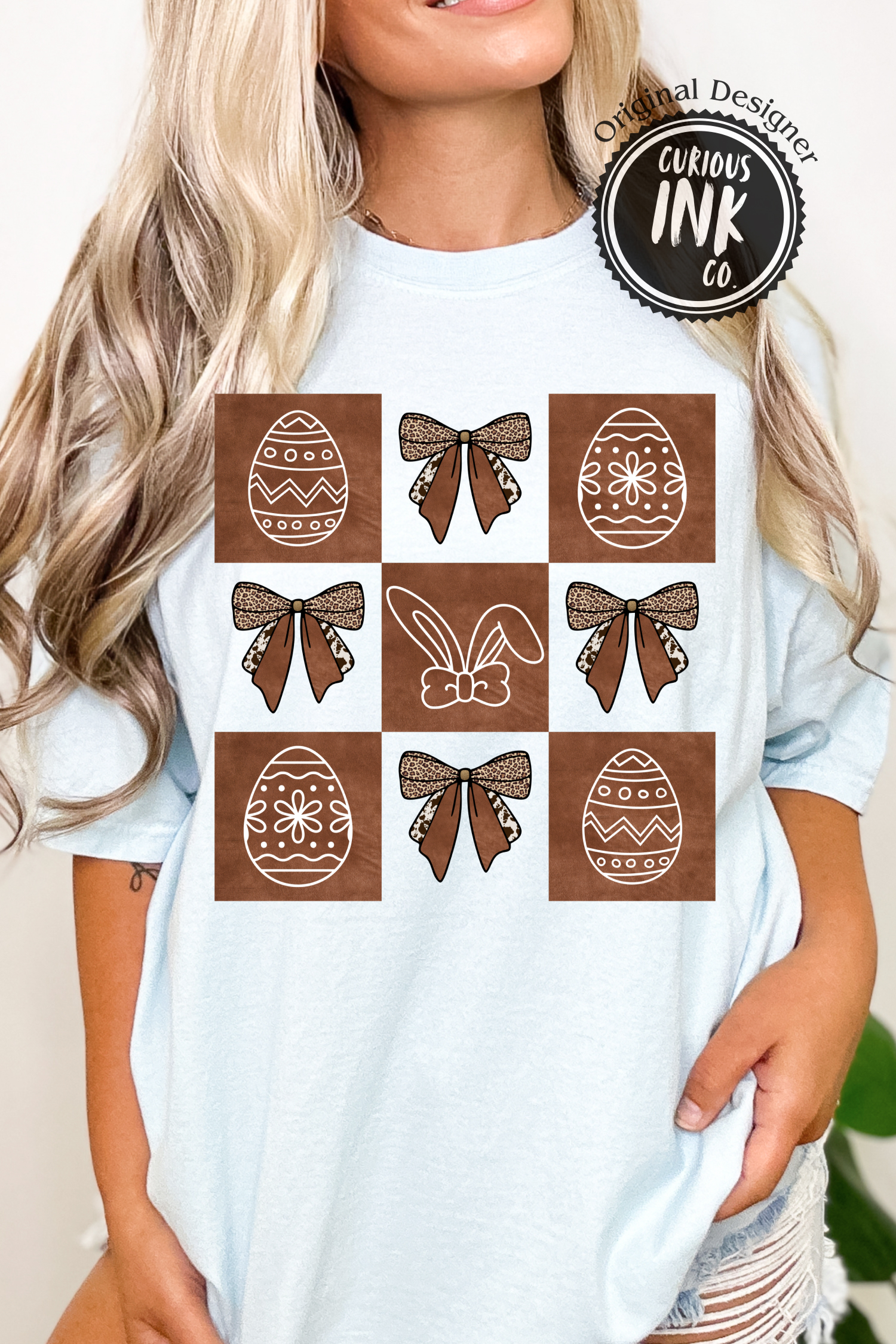 Cowgirl Easter Shirt Design, Western Easter Bunny PNG, Leopard Bow Egg Print, Rustic Brown Western Sublimation Design for Women