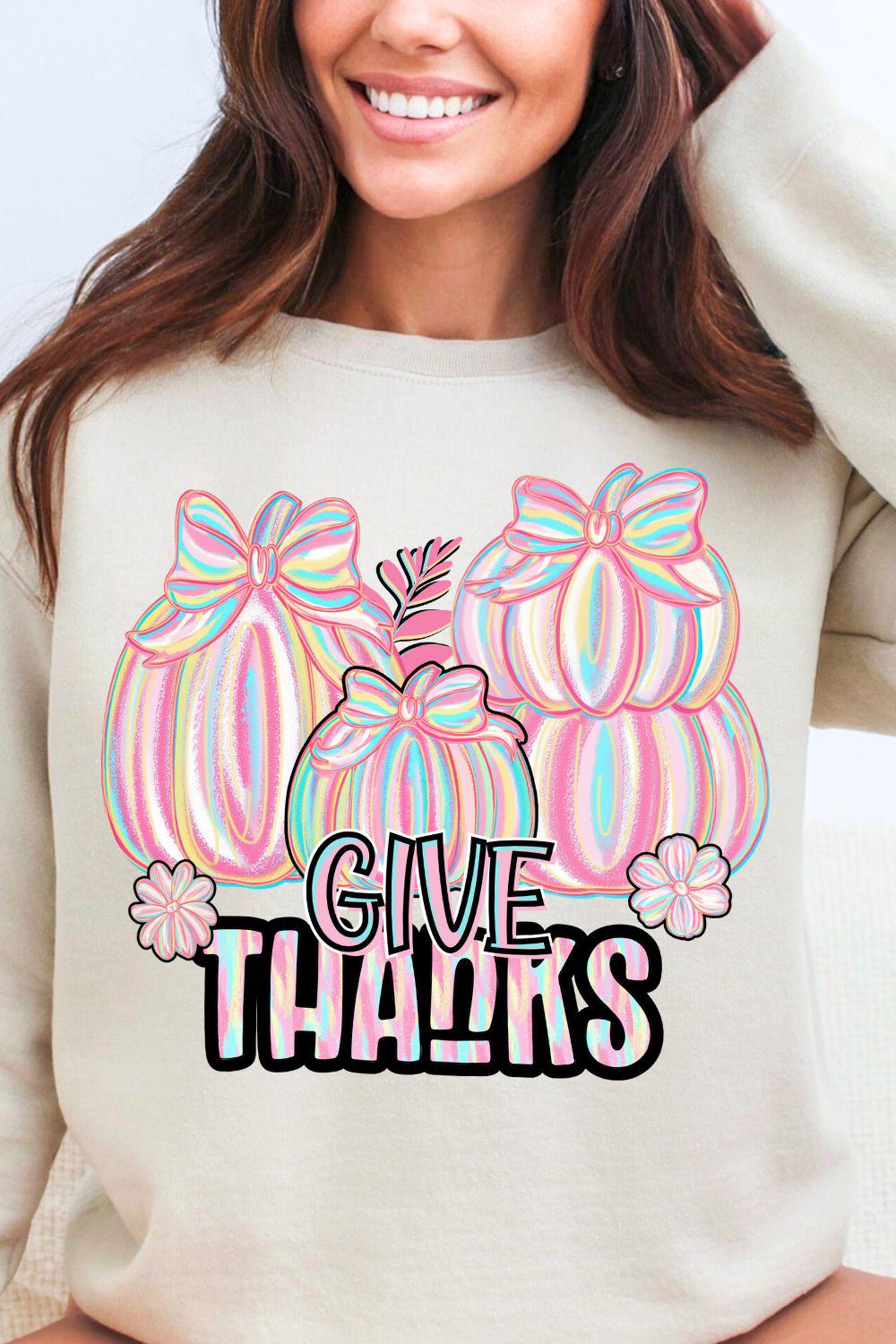 Give Thanks Png, Floral Fall Pumpkin Coquette Png, Coquette Thankful Png, Brushstroke Fall Bow Png, Preppy Thanksgiving Shirt Design
