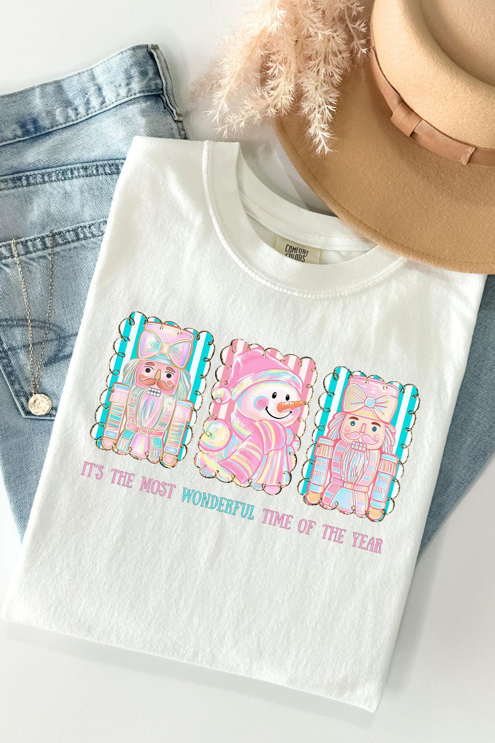 Pastel Nutcracker Christmas PNG | Iridescent Coquette Snowman Sublimation Design | Girly Holiday Shirt | Candy Pink Holographic X-Mas POD