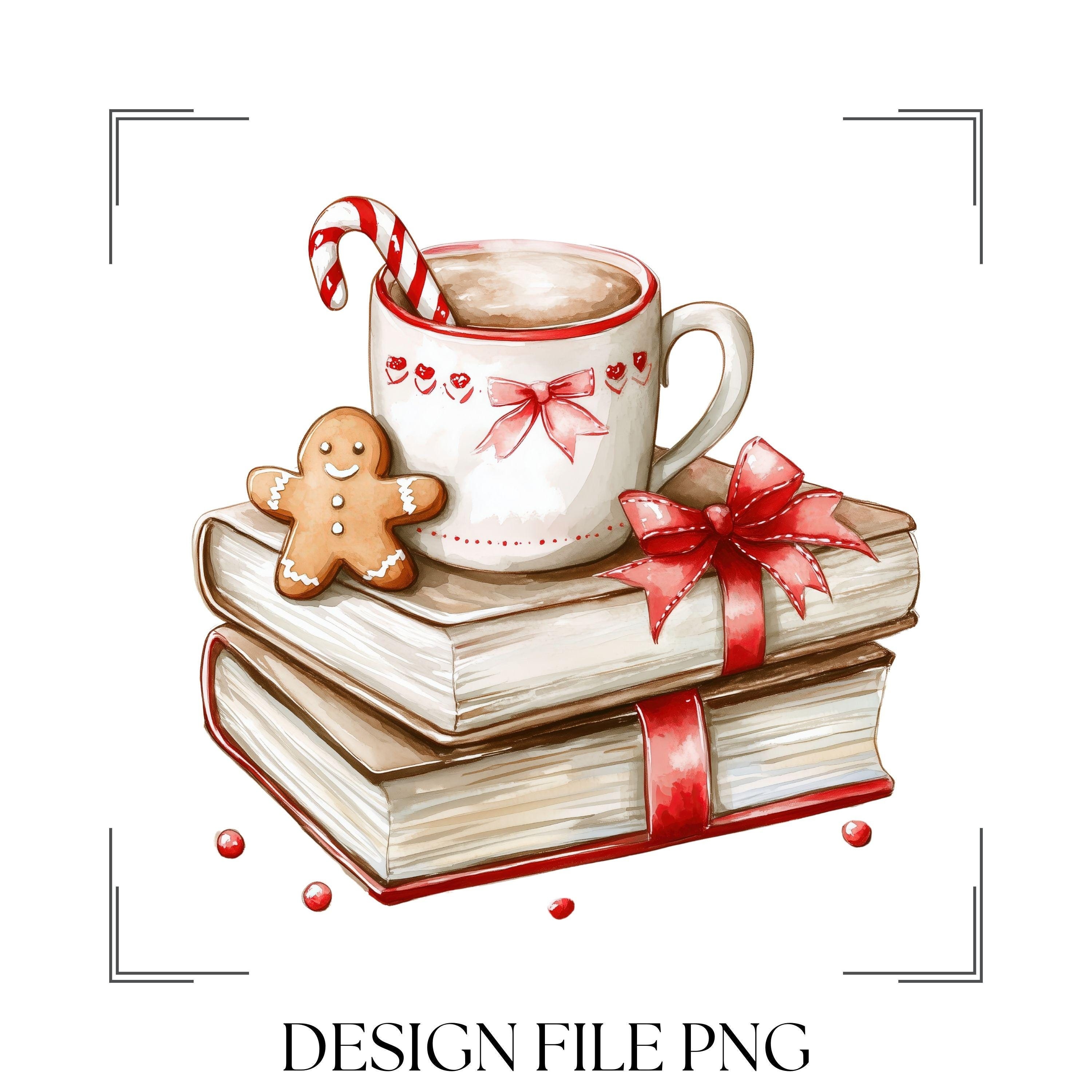 Christmas Book Club PNG: Holiday Coffee & Candy Cane Design