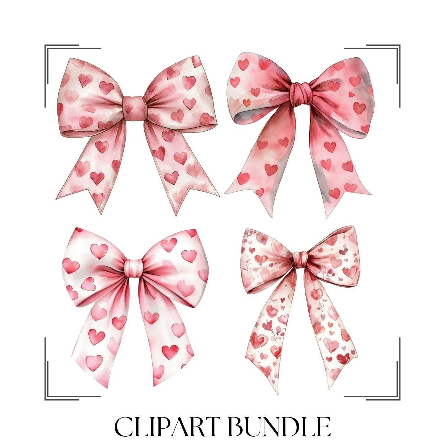 Valentine's Day Bow Clipart Bundle: Coquette Watercolor Bows