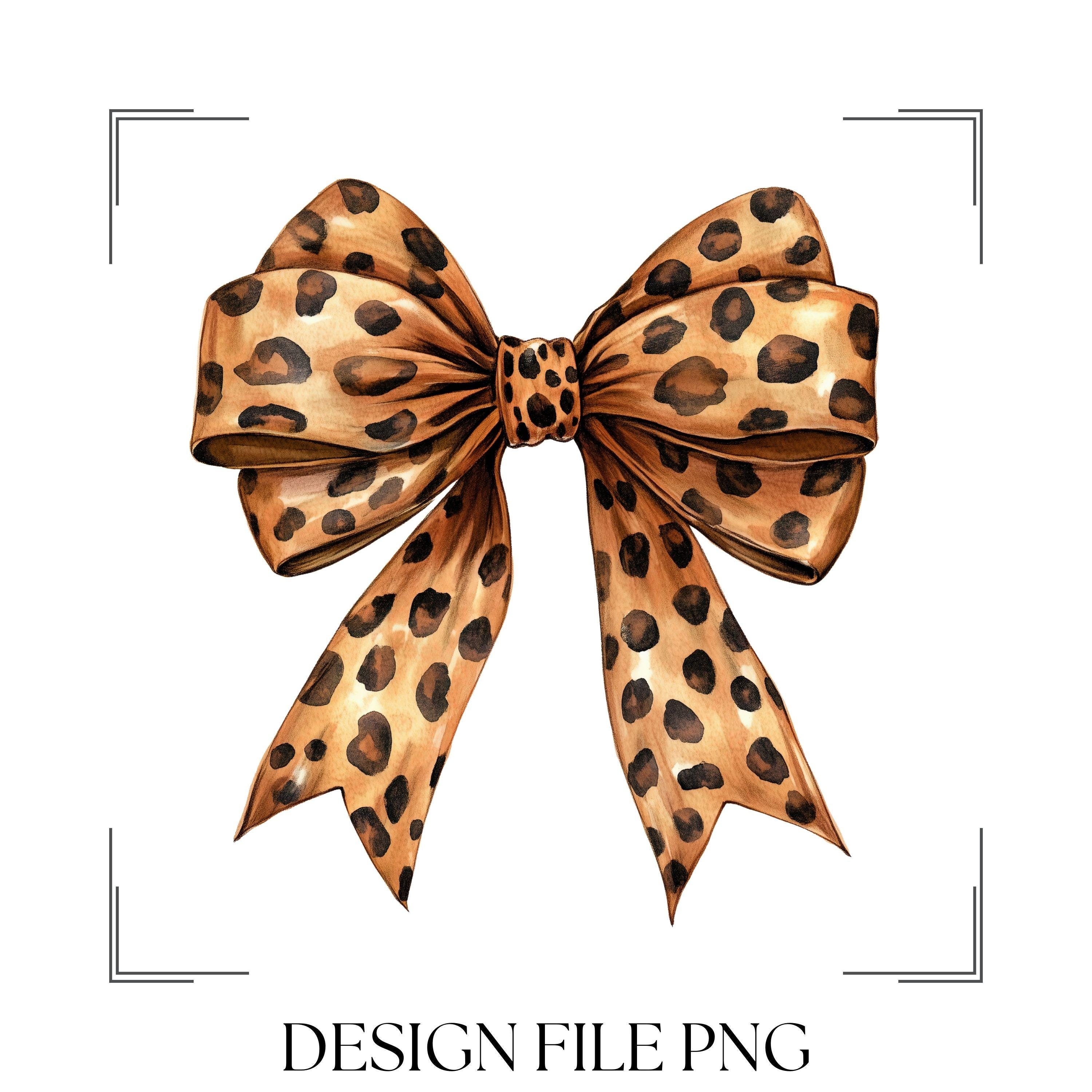 Leopard Print Bow PNG: Watercolor Cheetah Bow