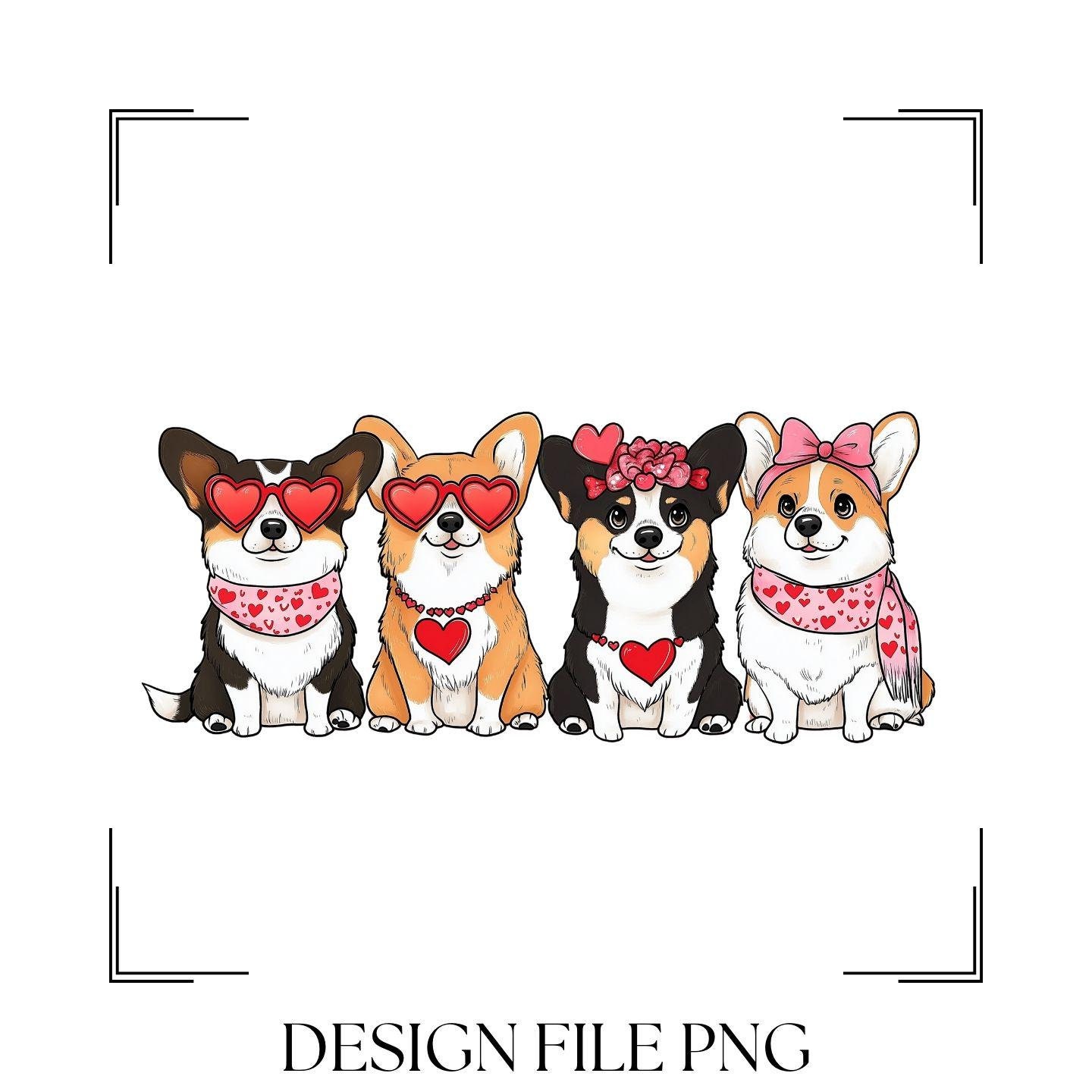 Cute Corgi Valentine's Day Shirt Design png, Puppies Red Heart Sunglasses, Dog Lover Gift, Dog Mom png, Welsh Corgi Mom png, Puppy Valentine